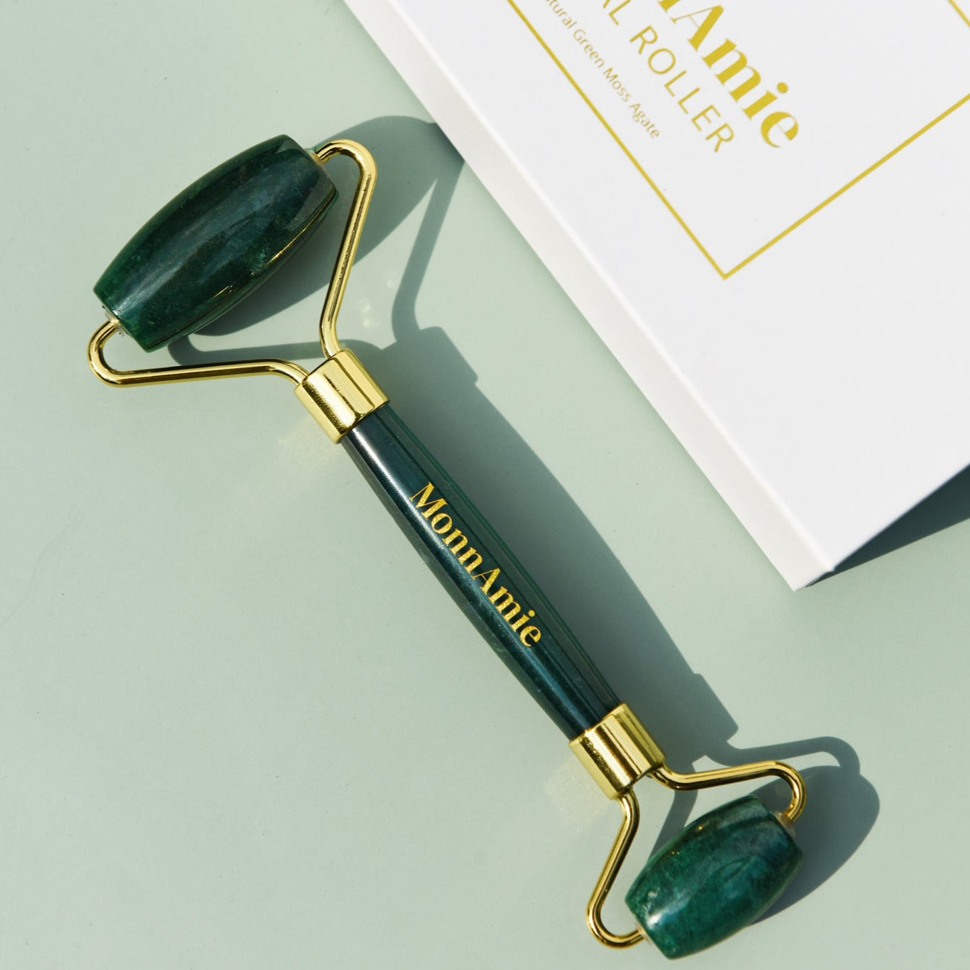 MonnAmie Green Moss Agate Facial Roller