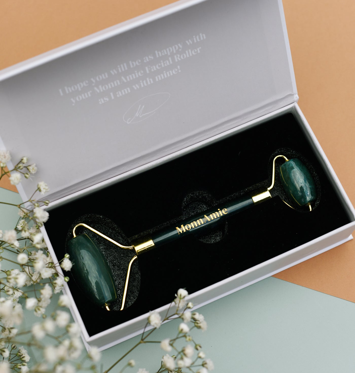 MonnAmie Green Moss Agate Facial Roller