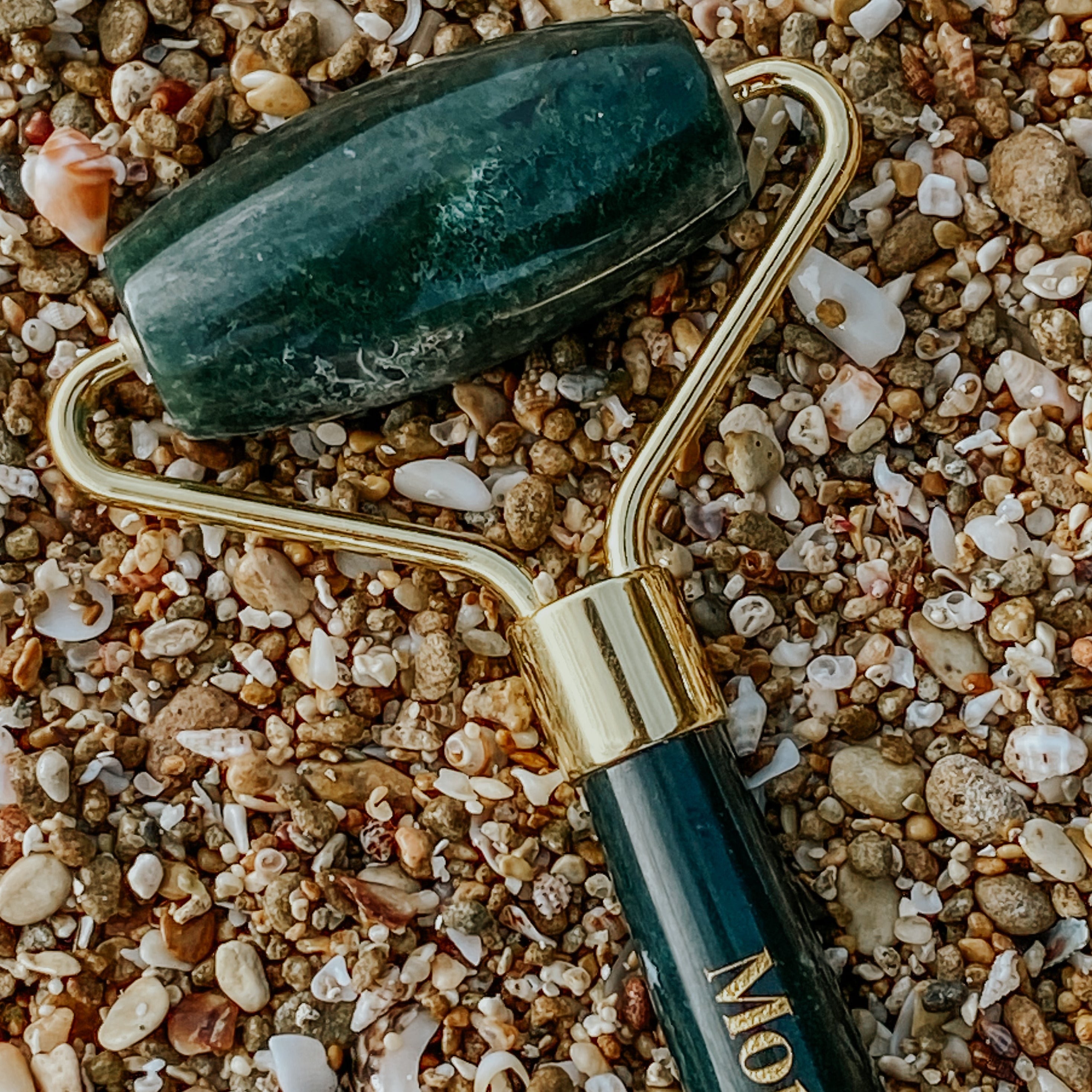 MonnAmie Green Moss Agate Facial Roller